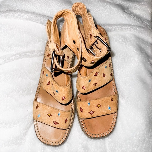 Rag & Bone Tara Dune Embroidered Platform Espadrille Sandals | Size 7.5 / 38 - Picture 3 of 8